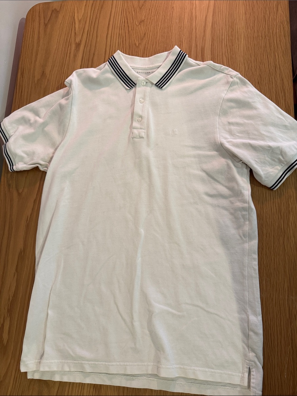 American Eagle Outfitters White Polo with Black Stripe Collar